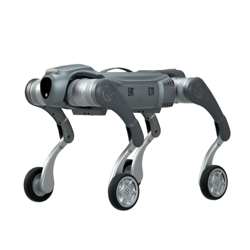 Keturkojis robotas šuo su ratukais